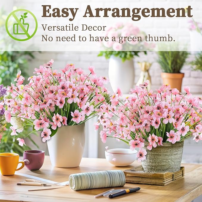 ColoPlay 24 Peach Bundles Artificial Flowers for Outdoors/Indoors Fake Flowers Plants for Indoor Outside Garden Porch Window Box Home Wedding Farmhouse
