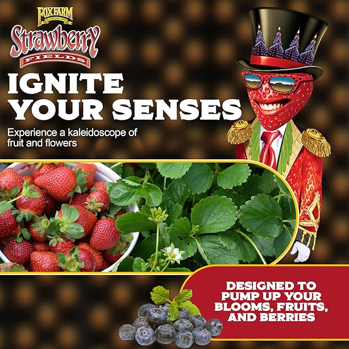 FoxFarm Strawberry Fields Fruiting & Flowering Potting Soil, 1.5cu ft (Pack of 4) - Designed to Pump Up Your Blooms, Fruits, and Berries - Made for the Fruiting and Flowering Stages of Plants