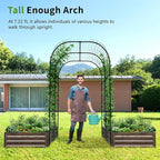 DoCred 3 in 1 Raised Garden Bed with 87in Tall Arch Trellis for Climbing Plants, Galvanized Planter Garden Box Outdoor for Gardening, Climbing Vegetables, Flower