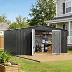 12 x 10FT Dark Grey Outdoor Storage Shed, Metal Waterproof Shed Garden Tool Shed with Door and Lock Outdoor Storage,All-Weather Shelter for Bike, Gardening Tools, Lawn Mowers