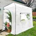 EAGLE PEAK 10x5 Portable Walk in Greenhouse, Pop Up Indoor Outdoor Greenhouse, Green House Kit with Zippered Roll-Up Doors and Windows, Lean-to Design, PE Cover, Clear/White
