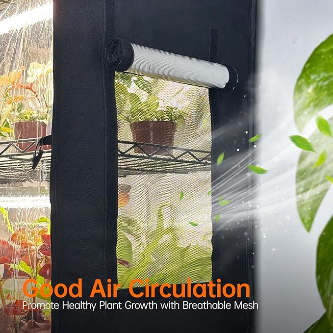 Bstrip Indoor Greenhouse with Grow Light, Plant Shelf with Oxford Fabric Grow Tent, Indoor Greenhouse Cabinet for Indoor Plant, Seed Starting, Seed Tray, 35.4"x13.8"x59"