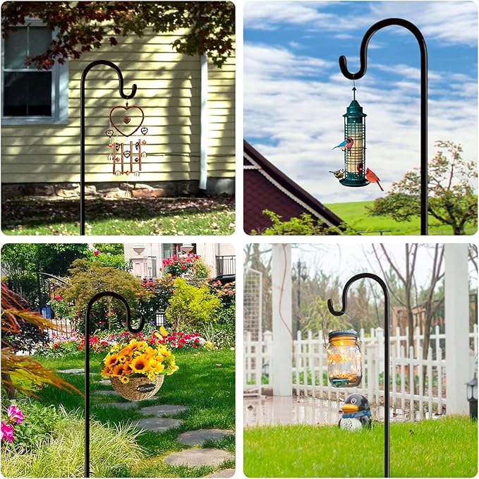 Shepherd Hooks 36 inches for Bird Feeders Outside Heavy Duty Shepherd Stand Plant Hanger Yard Hooks for Lanterns,Solar Lights,Bird Feeder,Wedding,Planter Pot-2 Packs