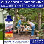 2 Fly Traps Outdoor Fly Trap for Patio with 4 Non-Toxic Dissolvable Bait Refills. Reusable Hanging Bug Catcher Killer for All Filth Flies for Outside Bug Control Yard Ranch. Hanging Chains Included.