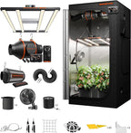 Spider Farmer G3000 Grow Tent Kit Complete 3x3x6ft, 300W Dimmable Bar Style LED Grow Lights 36"x36"x70" Tent Kit 4" Ventilation System with GGS Controller