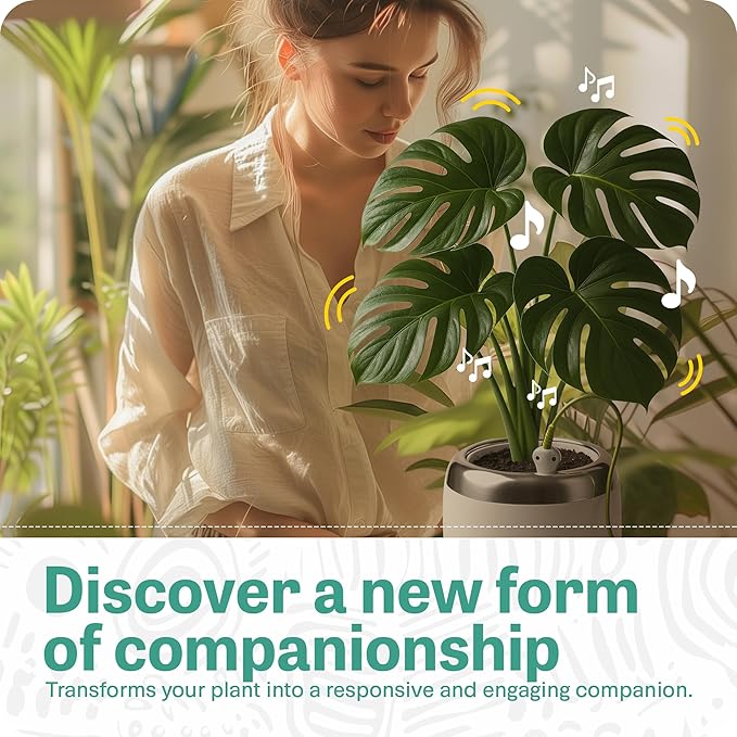 PLANTPETZ Large Robotic Planter – Smart Planter Fits 4 Inch Pots | Bluetooth Speaker | Interactive Smart Plant Pot Turns A Real Plant Into a Touch/Motion Responsive Companion - Pure Ivory White