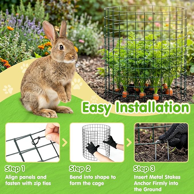 10 Pack Round Plant Protector from Animals – 30pcs 12" × 12" Metal Wire Mesh Garden Plant Cages Wire Plant Covers Pre-Bent Metal Mesh for Seedling Raised Bed Garden Protection for Vegetables Flower