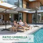 NEWBULIG 10FT Patio Umbrella, Offset Cantilever Outdoor Patio Table Umbrella, UV Protection, Fade Resistant Fabric, Easy Tilt Adjustment for Pool, Deck, Garden, Backyard