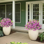 ATTGREAT Artificial Flowers Outdoor Faux Plants UV Resistant Fake Patio Flowers Plastic Greenery Plnats Outside Bulk for Spring Garden Hanging Planter Home Vase Decor, 24 Bundles (Purple)