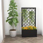 Giantex 44" Metal Raised Garden Bed with Trellis, Elevated Vertical Planter with Garden Trellis for Vine Plant Flower Climbing, Indoor & Outdoor Use Plant Box for Yard Garden Balcony