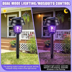 Qualirey 4 Pcs Solar Mosquito Zapper Outdoor Waterproof Solar Powered Bug Zapper Outdoor Mosquito Killer Lamp Trap Repellent Light for Garden Yard Insect (Purple and White Light,Black)