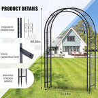 Arbuxzuy 88in Steel Garden Arch Arbor Trellis for Climbing Plants Outdoor,Yard,Garden,Climbing Plants 7ft Decorative Wire Lattice,Outdoor Wedding Arch(Black)