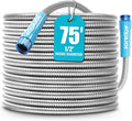 Aqua Joe AJSGH75 1/2-Inch Heavy-Duty, Puncture Proof Kink-Free, Spiral Constructed 304-Stainless Steel Metal, Garden Hose, 75-Foot