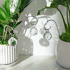 HDCRYSTALGIFTS 9 Pieces 30mm Crystal Ball Prisms Suncatchers with 7.5’’ Small Trellis for Mini Potted Plants Accessories Indoor Fairy Garden Sun Catchers Gift for Plant Lovers (Sliver Stakes)