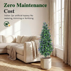 PATIO CHOICE 3ft Artificial Topiary Trees with Lavender Set of 2 Outdoor Faux Plants Artificial Realistic Fake Bushes Decorations for Outdoor Front Porch Garden (Lavender, 36in)