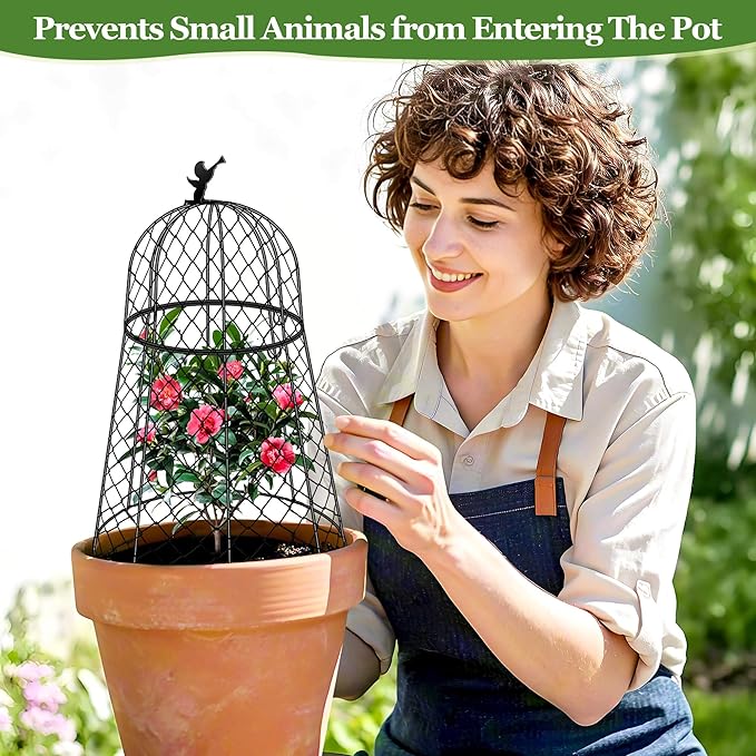 10 Pack Plant Protectors from Animals, Garden Cloches for Plants, Rustproof Chicken Wire Cloche Plant Cages to Keep Animals Out, Sturdy Metal Garden Cages for Outdoor Plants 13" D x 20" H