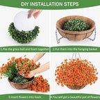 Artificial Flowers Hanging Plants in Basket, Artificial Hanging Flowers for Spring Outdoor Indoor Decor, UV Resistant Hanging Baskets with Fake Flowers for Spring Summer Patio Garden Porch Decor
