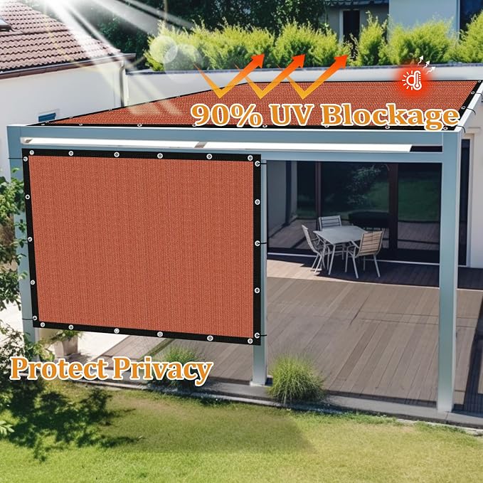 Shade&Beyond Customized Size 4' X 20' Shade Cloth with Grommets, 90% UV Protection UV Protection Mesh Tarp Sun Screens for Patio GN01, Rust Red