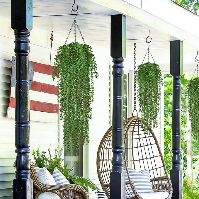 Waipfaru 8Pcs Artificial Hanging Plants, Fake Vines Fake Hanging Plants for Outdoors UV Resistant Ivy Artificial Plants Outdoor Faux Plants Indoor Bedroom Living Room Boho Wall Porch Shelf Decor