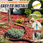 Heavy Duty Flat Garden Soaker Hose 200FT, Flexible Water Hose Irrigation Tubing, Leakproof Drip Hose Watering for Garden, Lawn, Flower Bed, Vegetable (50FT x 4Pack)