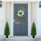2Pack 4FT Artificial Cedar Trees in Pots, UV Resistant Faux Evergreen Plants for Indoor Outdoor Decoration, Modern Porch & Entryway Greenery