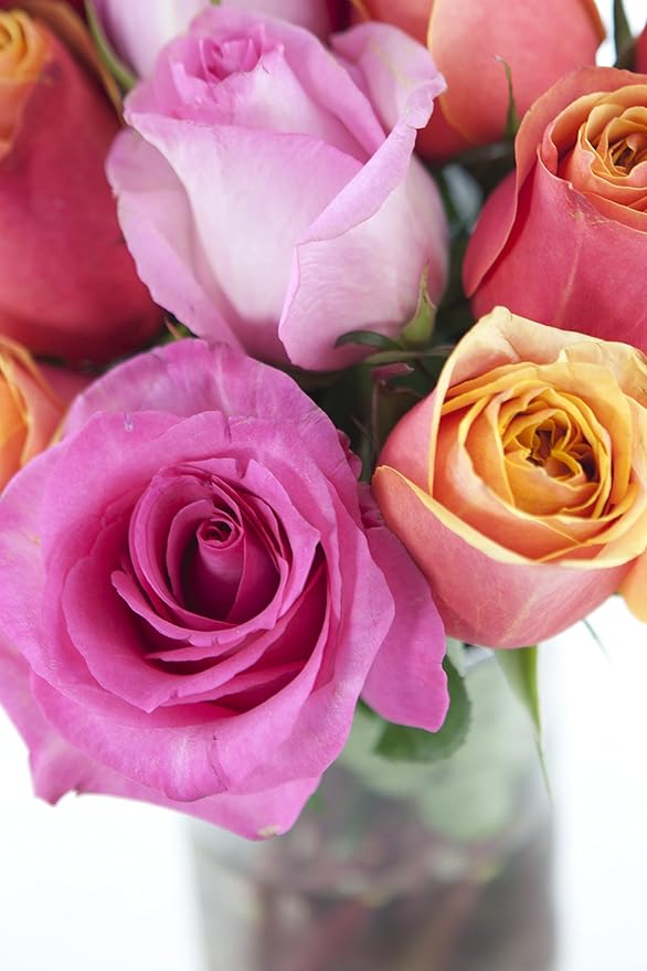 KaBloom - Brighten My Day! Bouquet - With Vase - Fresh Flowers for Birthday, Valentine's & Mother's Day