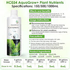HC034 Aquarium Plant Liquid Fertilizer - Advanced Macro Nutrient Solution for Freshwater Planted Tanks, Promotes Root & Leaf Growth, 150ml/500ml/1000ml (150mL)