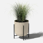 Veradek Mason Series Raised Lima Planter - Round Planter for Patio/Balcony | Plastic-Stone Composite w/Metal Plant Stand | Modern Décor for Plants