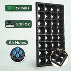 Gardzen 10 Pack 32 Cell Seed Starter Trays, 2" Deep Plug Tray for Seedlings, Heavy Duty Seedling Trays with Drainage Holes, Fit Standard 1020 Drip Tray