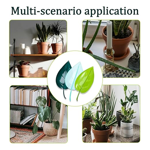 3 Pcs Leaf Plant Watering Funnel, Insert Leaf-Shaped Plant Water Funnel, Indoor & Outdoor Flower Plant Watering Devices Leaf for Houseplant Irrigation Drip (3 Colors) (3)