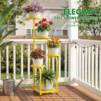 TOSKING 5 Tier Tall Plant Stand Indoor Outdoor,Anti-Tip Plant Stand indoor, Wide Base for Pots, Child and Pet Friendly,Heavy Duty Corner Shelf for Plants & Decor, Space Saving ,Tiered Metal Flower Pot Stand for Balcony, Garden, Living Room, Patio (Yell...
