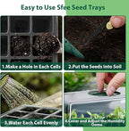 Sfee 5 Pack Seed Starter Tray Kit, 60 Cells Seedling Starter Trays with Humidity Dome and Base Greenhouse Growing Trays, Reusable Seed Germination Seedling Tray with Garden Tools Labels (Green)