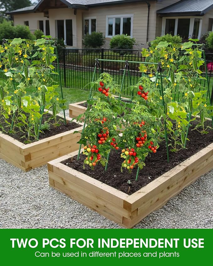 MYMULIKE 4 Pack Cucumber Trellis, Garden Trellis for Climbing Plants Outdoor, A-Frame Cucumber Trellis for Raised Bed, Plant Grow Support for Tomato, Squash, Vegetable, Flower(33"x47"x4Pcs)