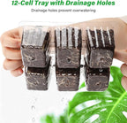 Bonviee 10 Packs Seed Starter Tray with Drainage Holes, Reusable & Durable, Clear for Root Monitoring, Easy to Repotted Without Root Damage, 6 Cells per Tray