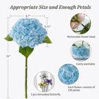 Leftover Hydrangea Artificial Flowers,4 Pcs Real Touch Hydrangea Flowers with 3 Pcs Butterflies for Centerpiece Table Decorations,Floral Arrangements for Coffee Table Decor Living Room Decor