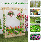 Giantex Set of 2 Raised Garden Bed with Sided Trellis & Hanging Roof, Wood Planter Box, Freestanding Garden Planter Raised Bed for Flowers Herbs Climbing Vines 44”x14”x45” (L x W x H)