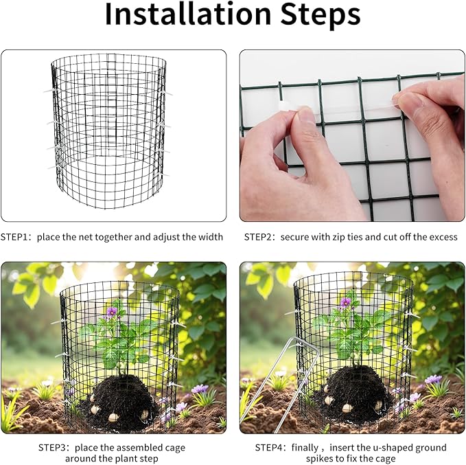 30 Pcs Plant Protectors from Animals,Protect Plants from Deer 10 Sets Metal Plant Cages Animal Intrusion Barrier Wire Mesh Easy to Assemble/Store Vegetable Garden Protection 12 * 12“