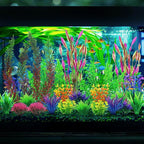 QUOZUO 25pcs Colorful Aquarium Artificial Plastic Plants Decoration, Grass Aquarium Decor Set, Fish Tank Decorations Hides Accessories