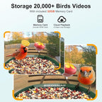 birdsnap® PAV-Bird Feeder with Camera,2K HD with 32GB Card, AI Identify Smart Bird House Cam Solar Panel,Live Stream,Motion Detection,Auto Record Video for Backyard Outdoors,Ideal Gift for Bird Lover