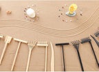 6pcs Mini Zen Garden Rake Tool Sandbox, Zen Garden Rake Tools Desktop Sand Rock Push Drawing Pen Zen Garden Accessories(Beige)