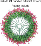 Ivydale Artificial Flowers for Outdoor 24 Bundles Fake Mums with Eucalyptus Leaves UV Resistant Silk Faux Daisy Flower Plant for Outside Home Porch Patio Window Box, Rose