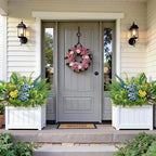 Alupssuc 48Pcs Artificial Flowers and Plants,UV Resistant & No Fade Fake Plastic Greenery Shrubs for Home Garden, Pathway, Front Porch-Spring Summer Decor, Indoor/Outdoor Use,Pink Blue Yellow White
