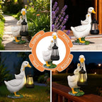 7.48" Small Goose Garden Statues Gifts,Outdoor Solar Goose Statue with Lantern Decoration Waterproof Figurine Lights for Outside Patio Yard Decor Lawn Ornaments Birthday Gifts for Grandma Mom Women