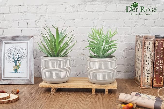 Der Rose 2 Pack Fake Succulents Plants Artificial Succulents in Pots for Room Home Bathroom Bedroom Office Boho Decor