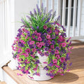 Artificial Fake Hanging Flowers Plants for Outdoor Outside Decoration, Faux Silk Daisy Flower Realistic UV Resistant for Front Porch Patio Balcony Garden Yard Indoor Planter Home Decor(Purple)