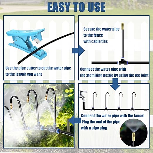 Dianrui 360° Curved Garden Automatic Irrigation System—50FT Drip Irrigation System for Garden,Lawn & Raisedbed & Greenhouse Watering Equipment, Drip Irrigation Kit with Adjustable Copper Nozzles 5/16"