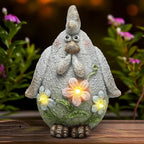 Leekung Solar Chicken Garden Statue with LED Lights for Outdoor Decoration,Chicken Statue Sculpture Yard Decorations, Outdoor Animal Figurine Gifts for Garden Patio Lawn Backyard Farmhouse