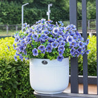 Alupssuc 24 Bundles Artificial Flowers for Outdoors Decoration, UV Resistant Silk Faux Daisy Flora Spring Fake Plastic Plants Greenery for Outside Indoor Yard Home Porch Window Box Decor, Blue