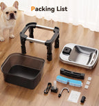 9L/2.38Gal Dog Water Fountain Elevated with 4-Height Adjustable Stand, FeelNeedy Large Pet Water Dispenser with Durable Ultra-Quiet Pump & 304 Stainless Steel Tray, Water Fountain for Dogs Indoor