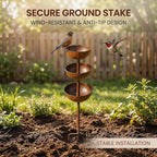 Metal Rainwater Collector Garden Stake, Outdoor Garden Plant Support | 2026 Model New Three-Tier Bird Bath and Butterfly/Bee Watering Station, Garden Decorative Ornament, 26.7 inches 1pcs